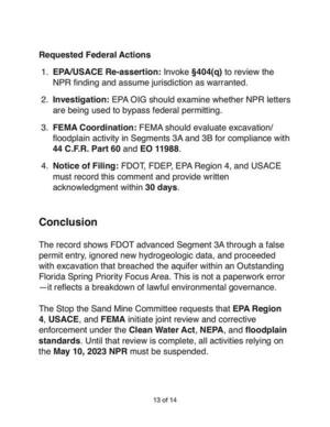 [Requested Federal Actions and Conclusion]