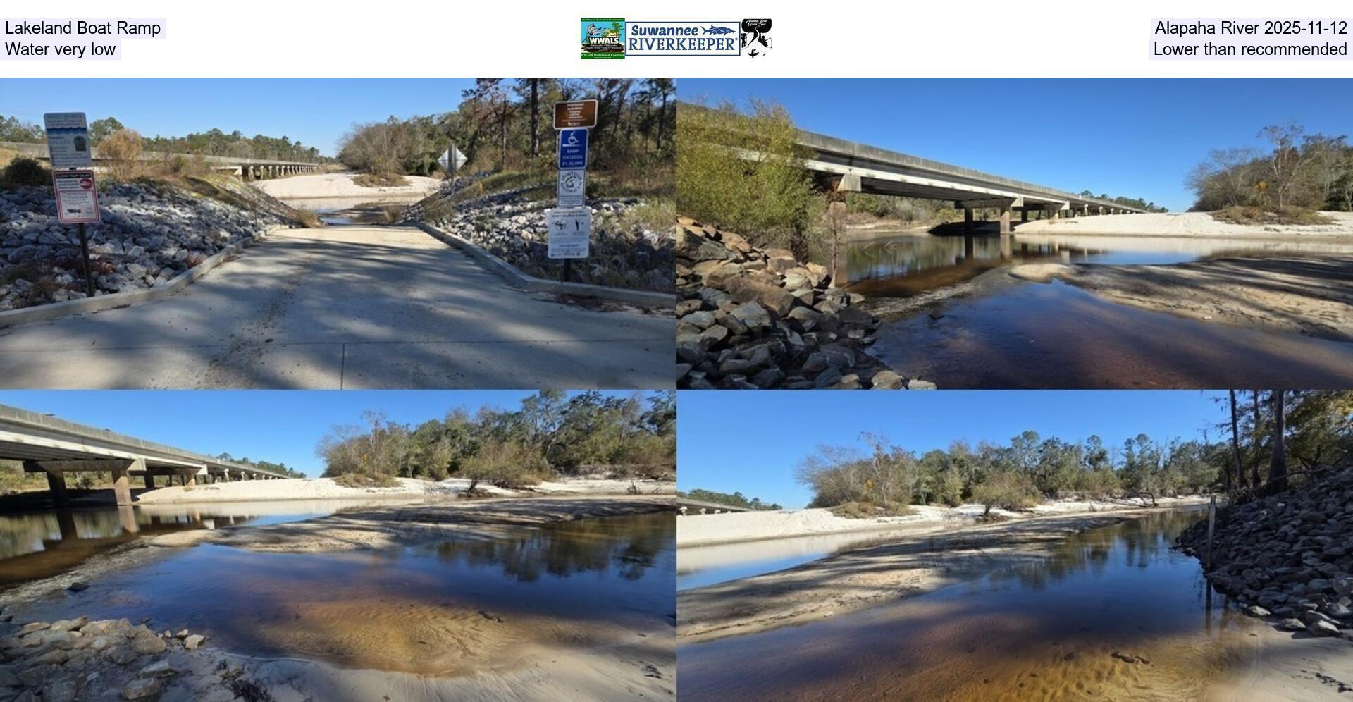 [Lakeland Boat Ramp, Alapaha River 2025-11-12, Water very low, Lower than recommended]