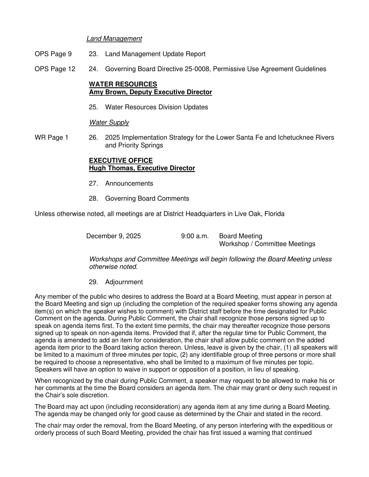 WR Page 1 26. 2025 Implementation Strategy for the Lower Santa Fe and Ichetucknee Rivers and Priority Springs