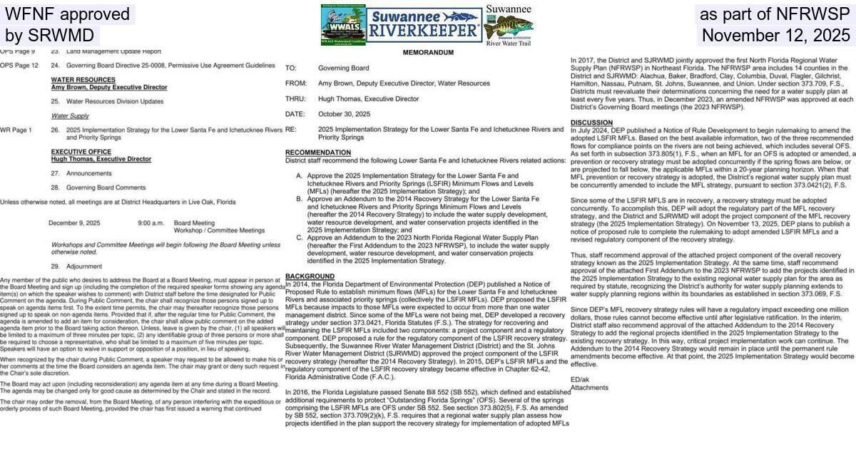 WFNF approved as part of NFRWSP by SRWMD, November 12, 2025