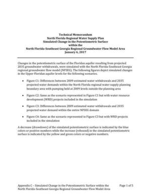 [Technical Memorandum, North Florida Regional Water Supply Plan, 2017-01-06, Simulated Change in the Potentiometric Surface within the North Florida-Southeast Georgia Regional Groundwater Flow Model Area]