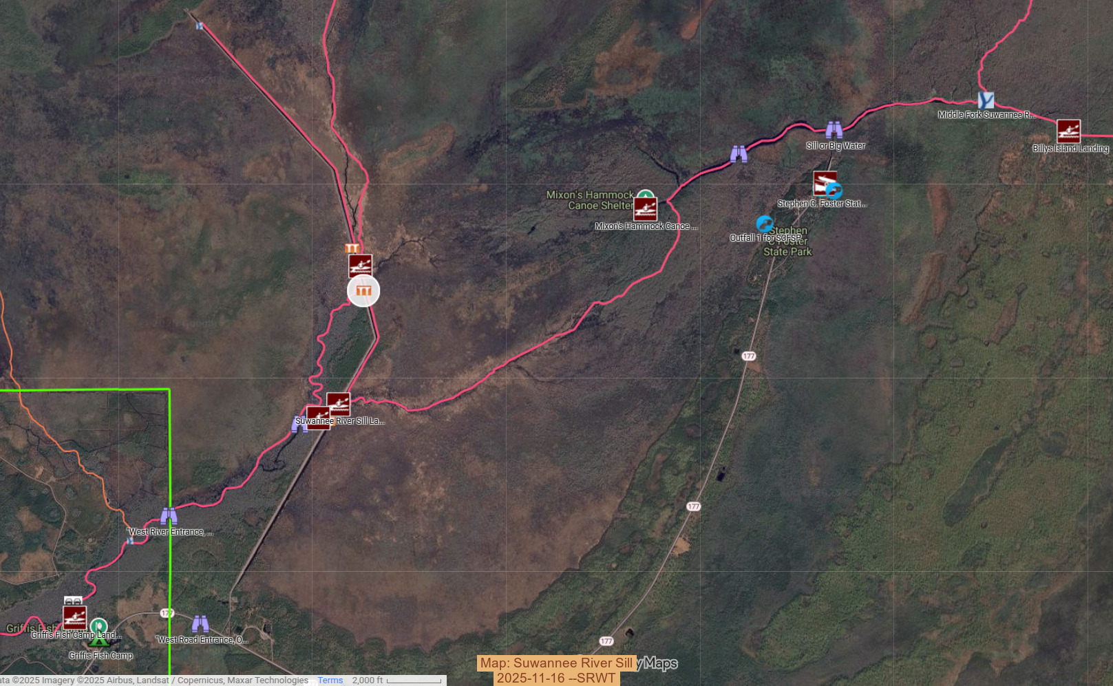 Map: Suwannee River Sill, 2025-11-16 --SRWT