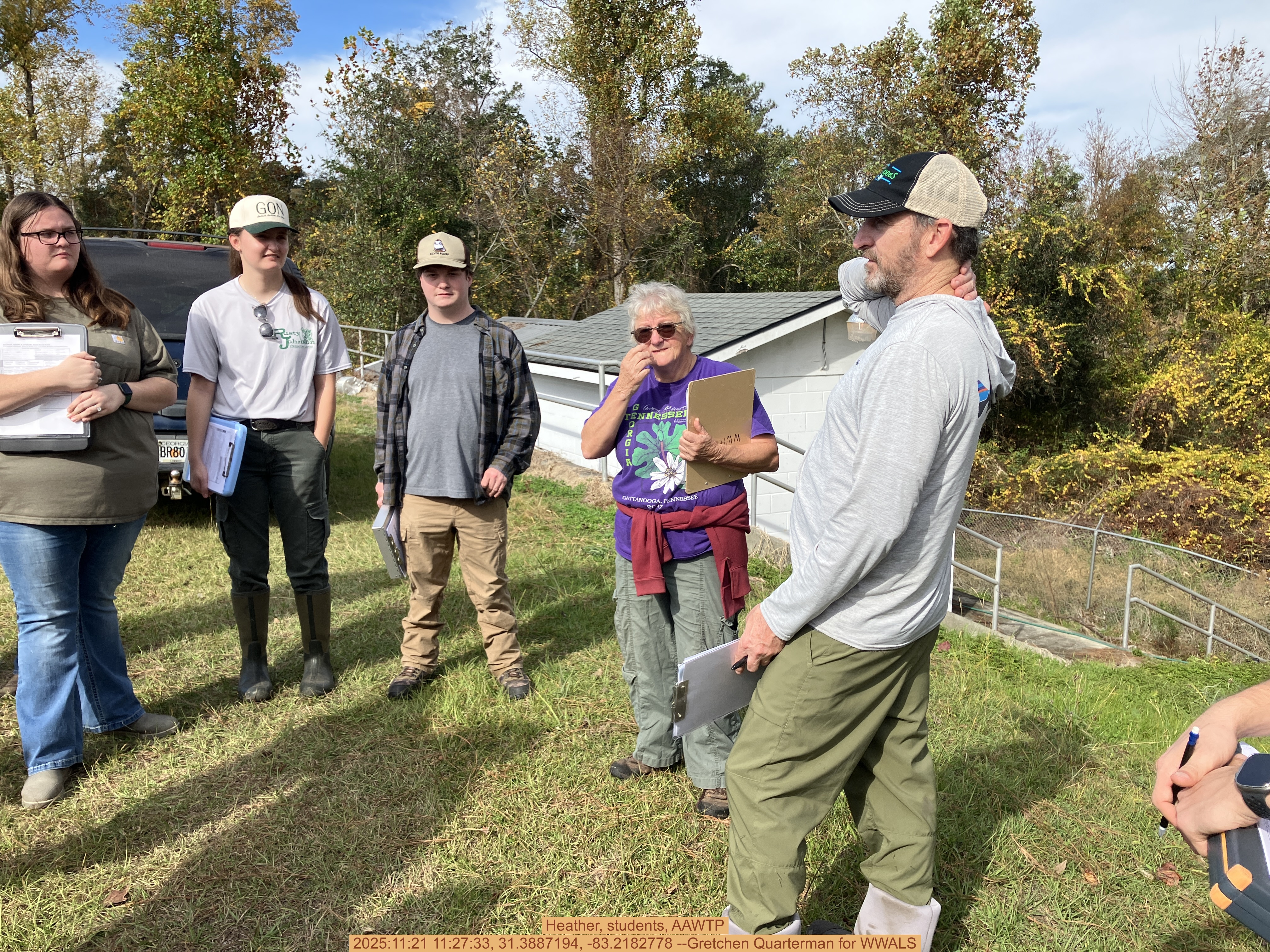 Heather, students, AAWTP, 2025:11:21 11:27:33, 31.3887194, -83.2182778 --Gretchen Quarterman for WWALS