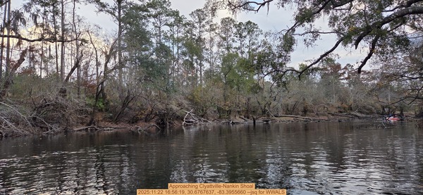 Approaching Clyattville-Nankin Shoal, 2025:11:22 16:56:19, 30.6767637, -83.3955660 --jsq for WWALS