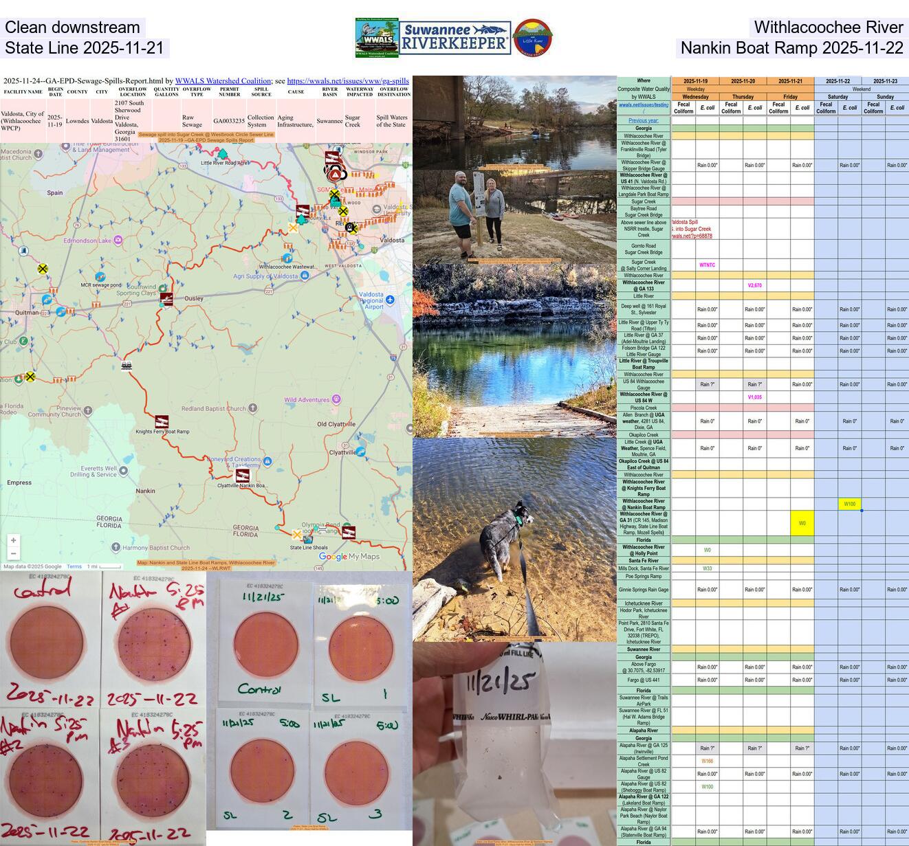 Clean downstream Withlacoochee River, State Line 2025-11-21, Nankin Boat Ramp 2025-11-22