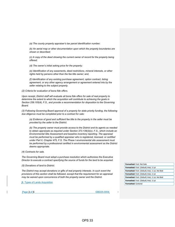 Section 259.105(4), F.S., and provide a recommendation for disposition to the Governing