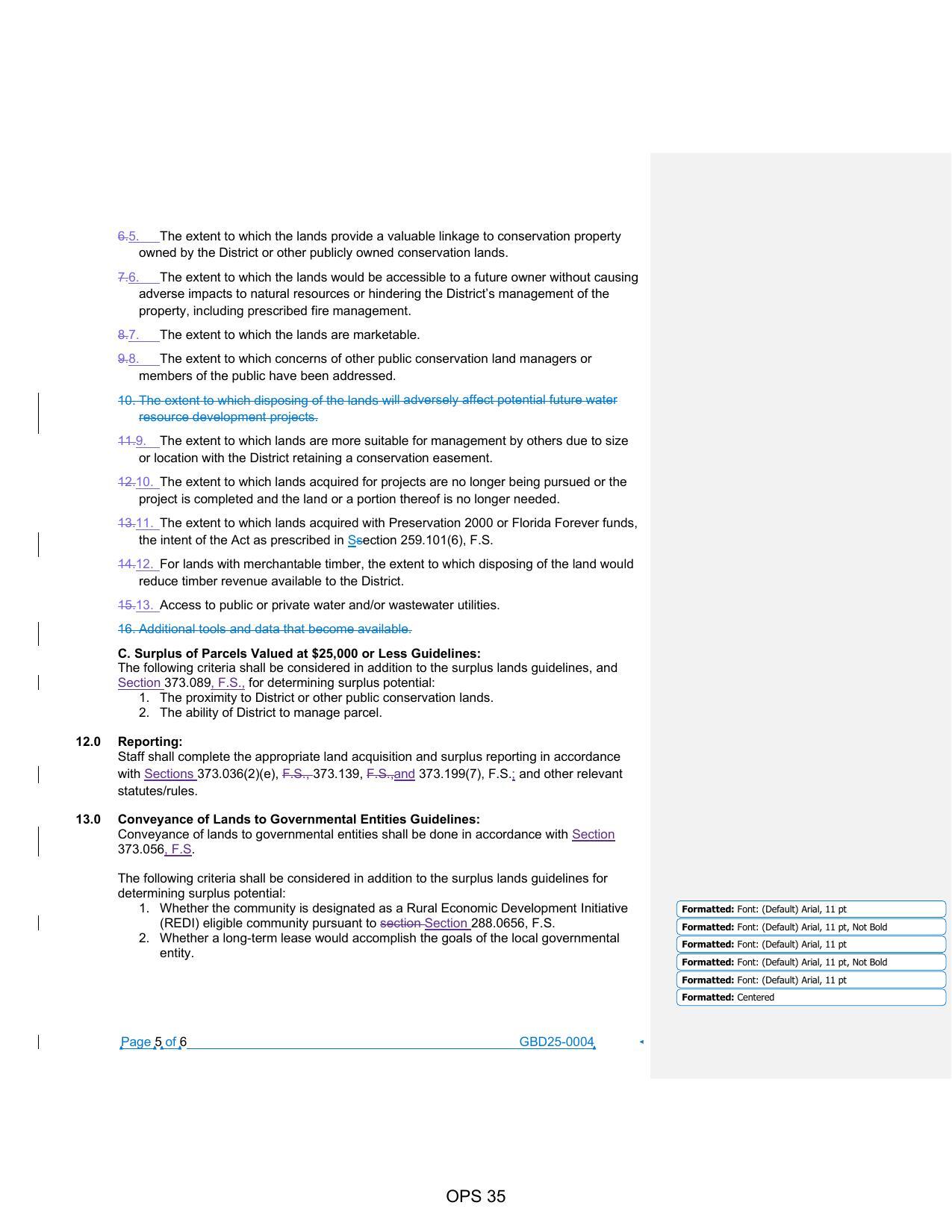 Section 373.089, F.S., for determining surplus potential: