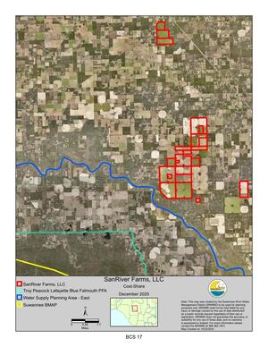[Map: SanRiver Farms LLC, Cost-Share, December 2025]