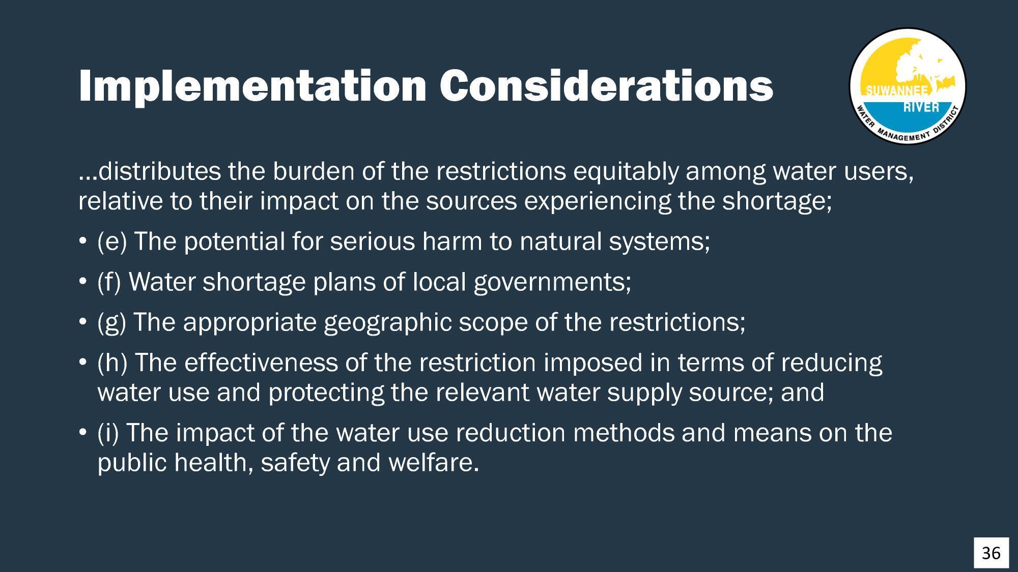 Implementation Considerations, 2025-12-09 --Amy Brown @ SRWMD