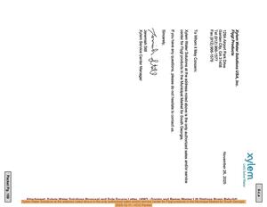 [Xylem Water Solutions at the address noted above is the only authorized sales and/or service center for Flygt products in the Municipal Market for South Georgia., 2025-12-11 --VCC Packet]