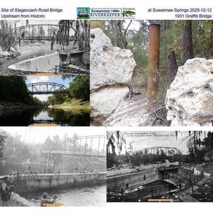 [Site of Stagecoach Road Bridge at Suwannee Springs 2025-12-12, Upstream from Historic 1931 Graffiti Bridge]