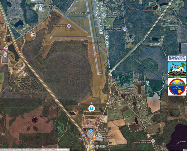 Map: Valdosta Water Plant 2, 2025-12-20 --WWALS map of all public landings in the Suwannee River Basin