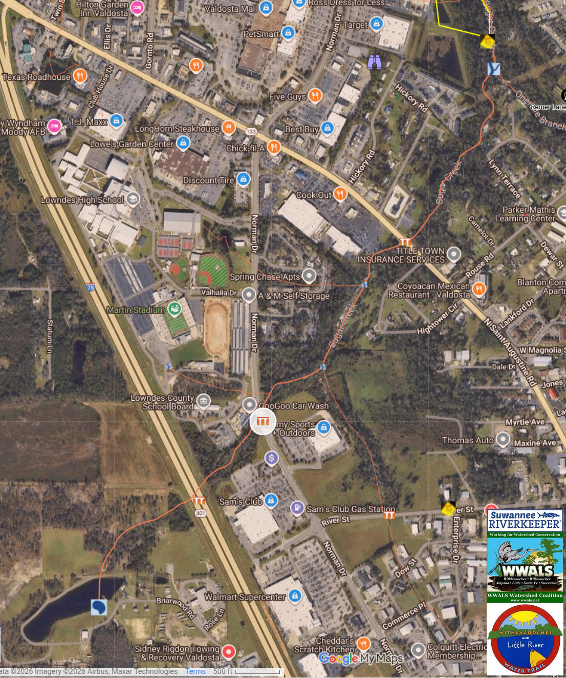 Map: Hightower Creek @ Norman Drive, 2026-01-03 --WLRWT by WWALS