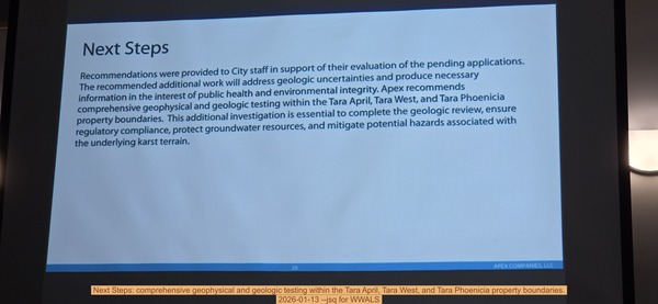 [Next Steps: comprehensive geophysical and geologic testing within the Tara April, Tara West, and Tara Phoenicia property boundaries., 2026-01-13 --jsq for WWALS]
