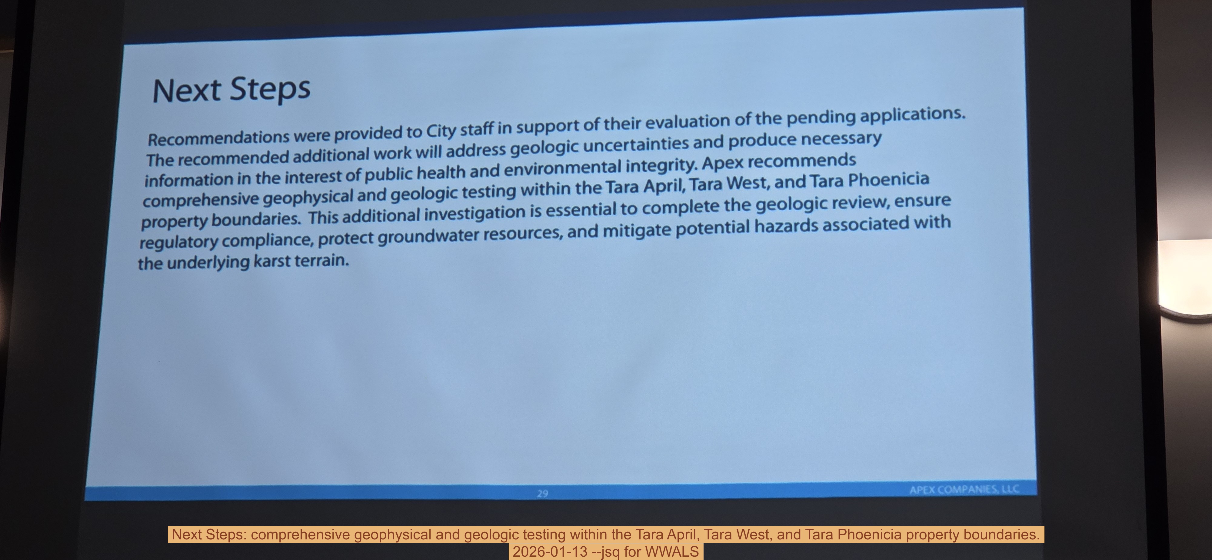 Next Steps: comprehensive geophysical and geologic testing within the Tara April, Tara West, and Tara Phoenicia property boundaries., 2026-01-13 --jsq for WWALS