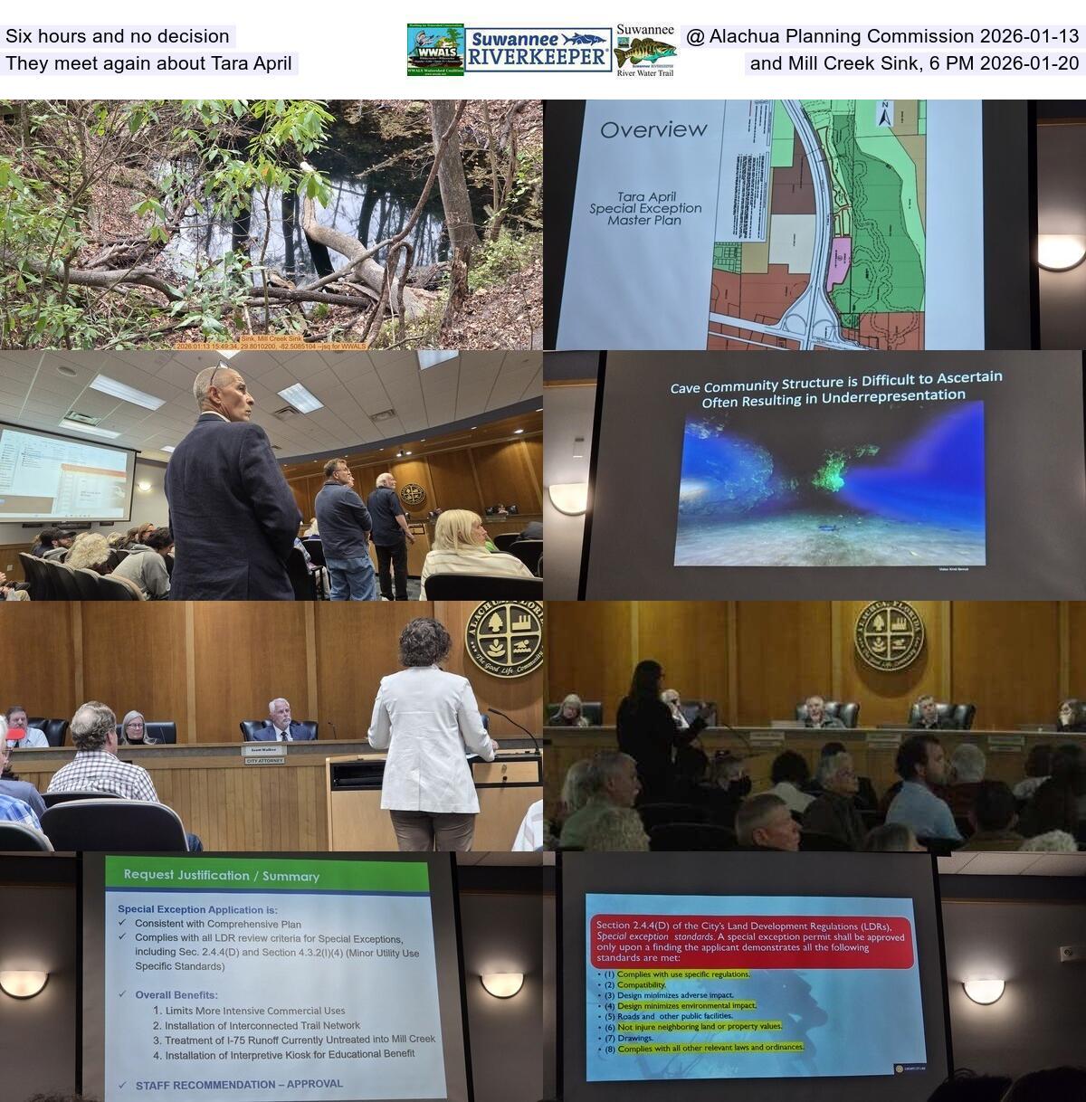 [Six hours and no decision, @ Alachua Planning Commission 2026-01-13, They meet again about Tara April, and Mill Creek Sink, 6 PM 2026-01-20]