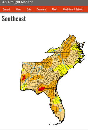 [Map: Southeast, 2026-01-06 --U.S. Drought Monitor]