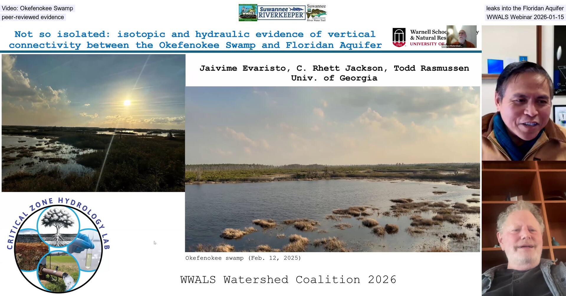 [Video: Okefenokee Swamp leaks into the Floridan Aquifer, peer-reviewed evidence, WWALS Webinar 2026-01-15]