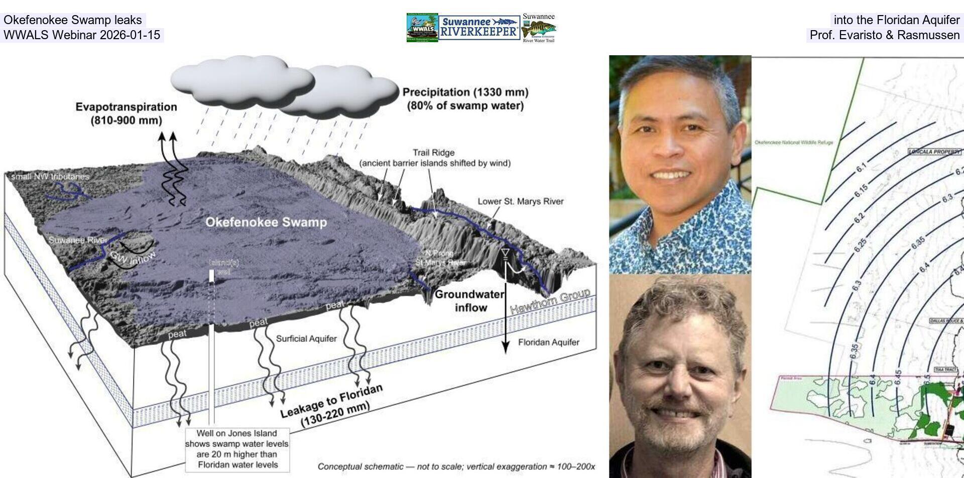 [Okefenokee Swamp leaks into the Floridan Aquifer, WWALS Webinar 2026-01-15, Prof. Evaristo & Rasmussen]