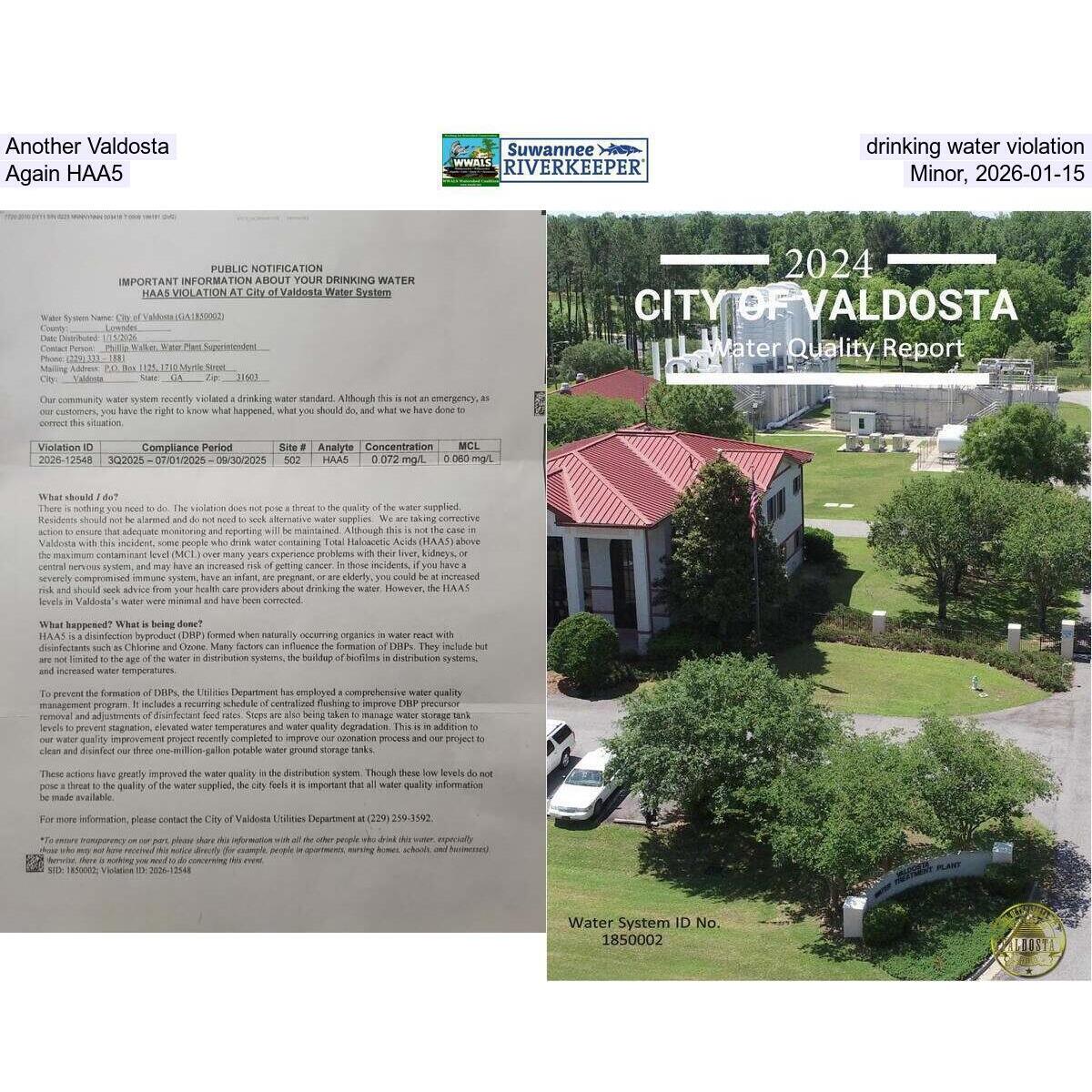 Another Valdosta drinking water violation, Again HAA5, Minor, 2026-01-15