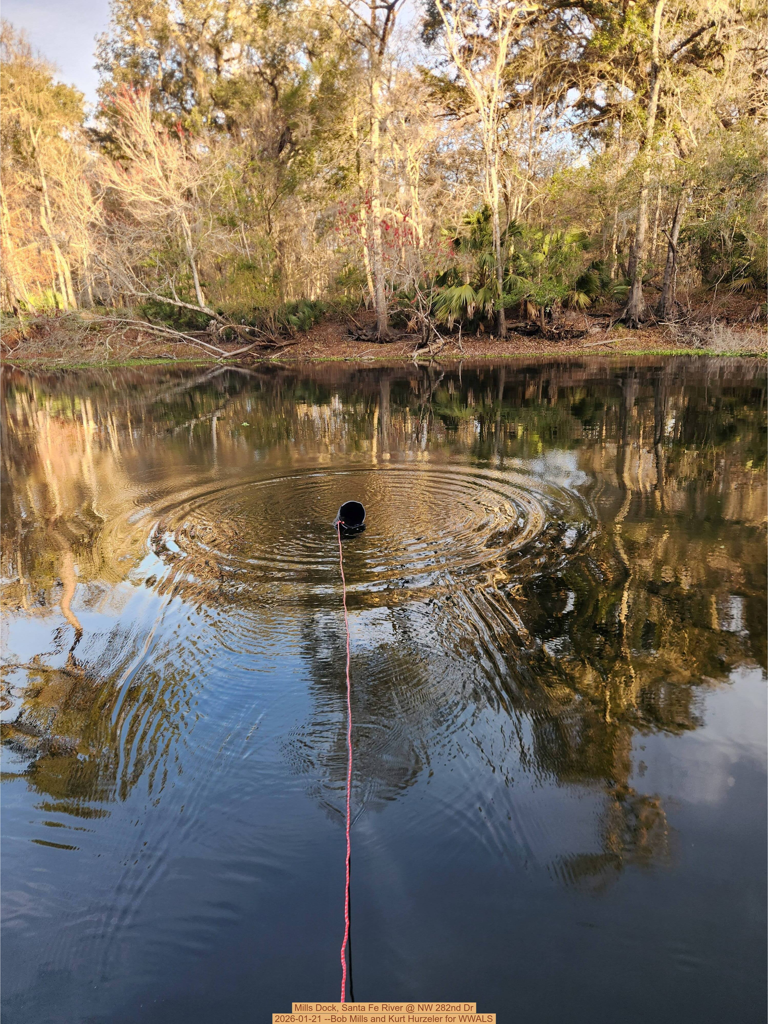 Mills Dock, Santa Fe River @ NW 282nd Dr 2026-01-21 --Bob Mills and Kurt Hurzeler for WWALS