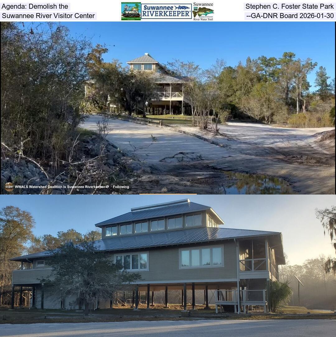 Agenda: Demolish the Stephen C. Foster State Park Suwannee River Visitor Center --GA-DNR Board 2026-01-30