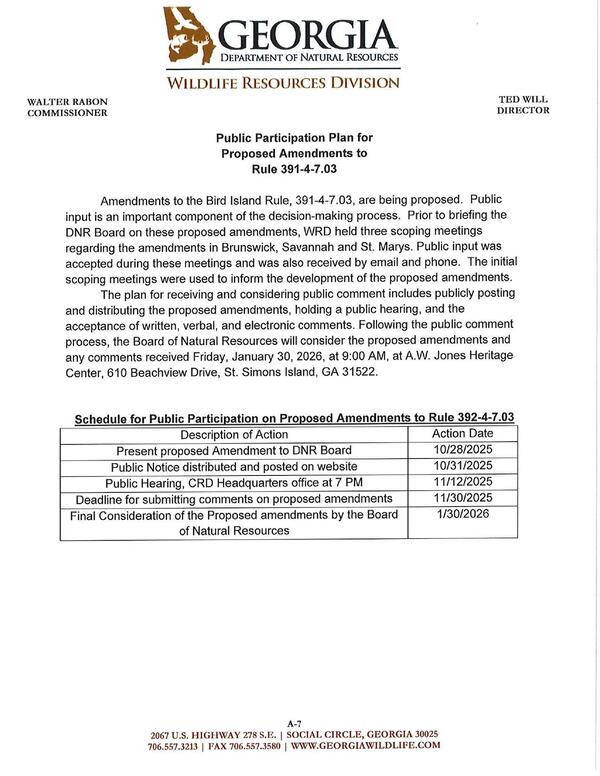 Public Participation Plan for Proposed Amendments to Rule 391-4-7.03