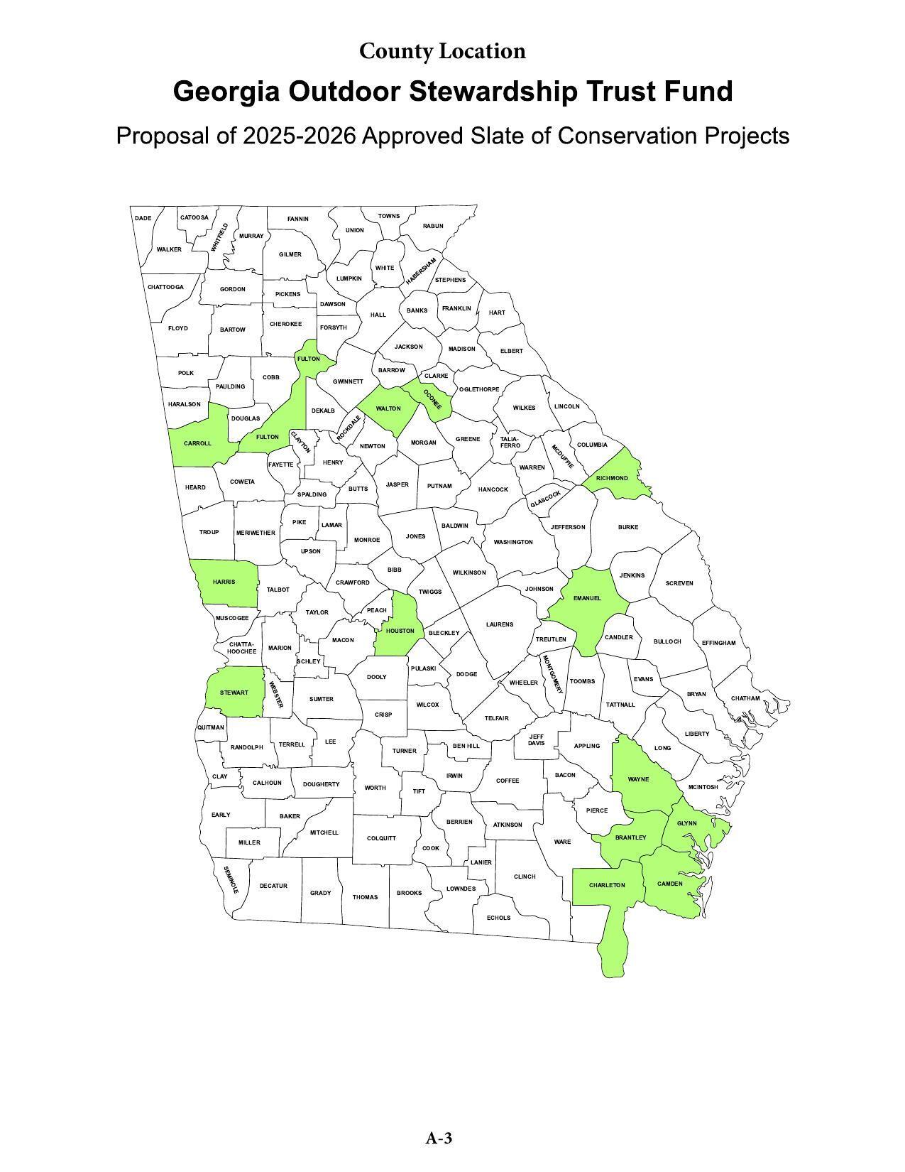 Map: Proposal of 2025-2026 Approved Slate of Conservation Projects
