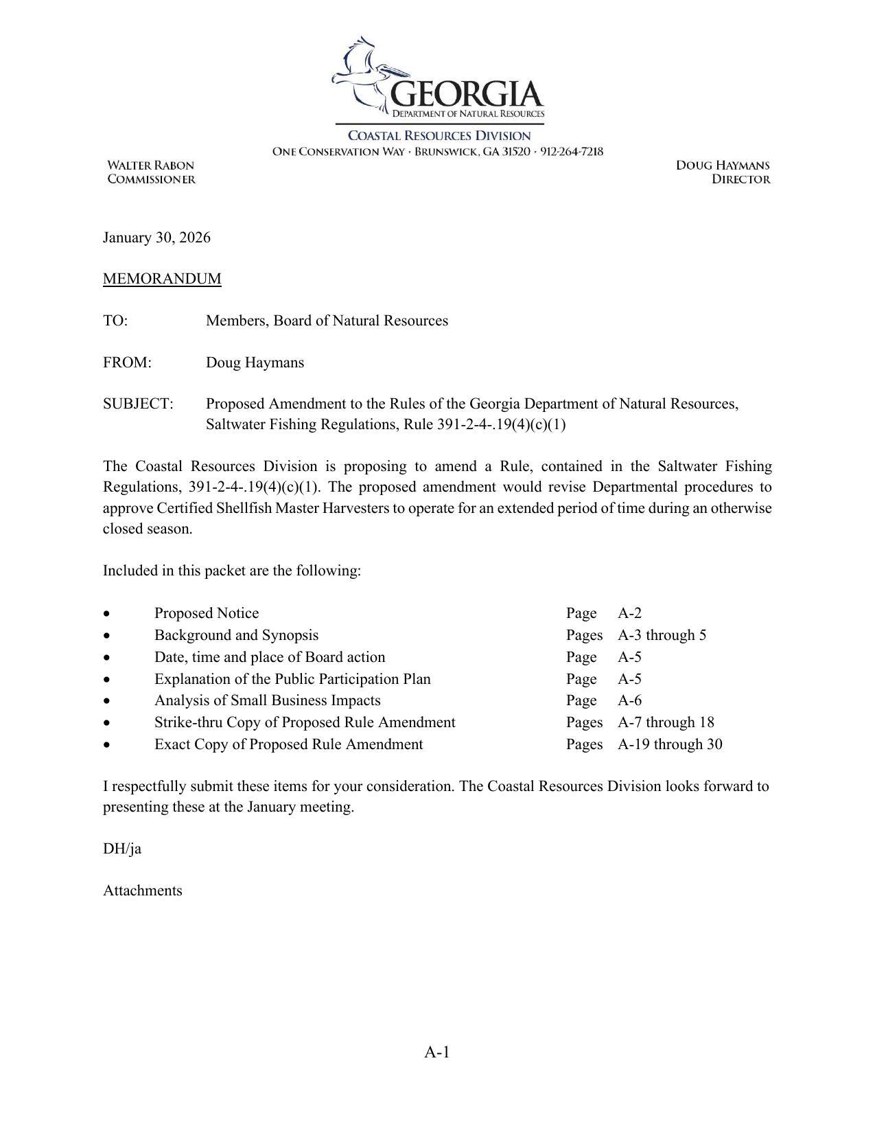 Proposed Amendment to the Rules of the Georgia Department of Natural Resources, Saltwater Fishing Regulations, Rule 391-2-4-.19(4)(c)(1)