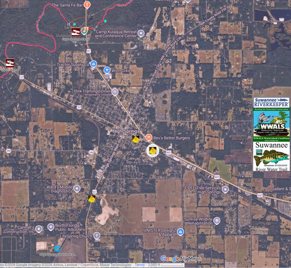 [Map: High Springs Douglas St Spill, 2026-02-03 --SRWT]