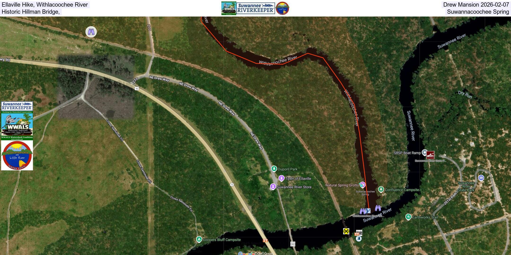 Ellaville Hike, Withlacoochee River, Drew Mansion 2026-02-07, Historic Hillman Bridge, Suwannacoochee Spring