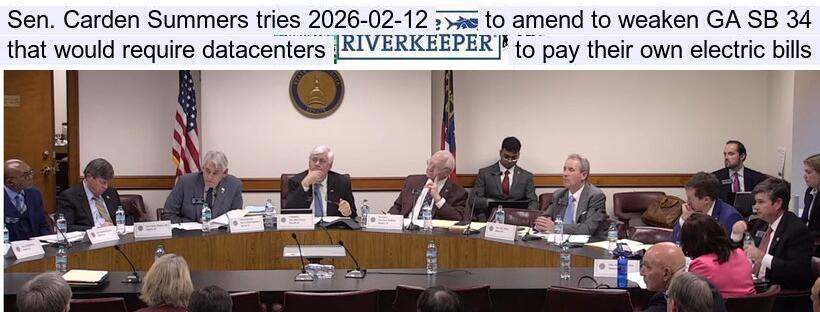 Sen. Carden Summers tries 2026-02-12, to amend to weaken GA SB 34, that would require datacenters to pay their own electric bills