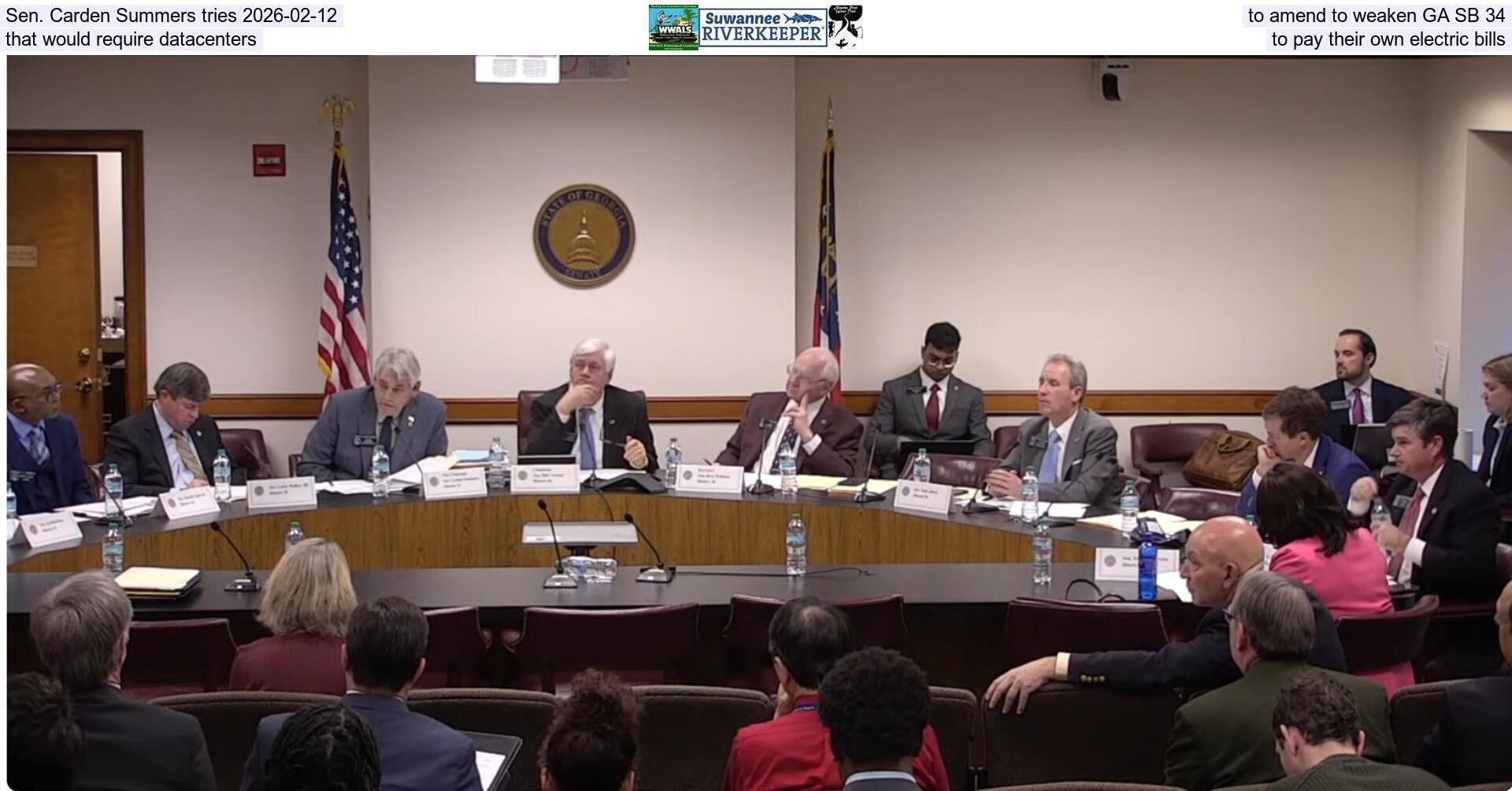 Sen. Carden Summers tries 2026-02-12, to amend to weaken GA SB 34, that would require datacenters to pay their own electric bills