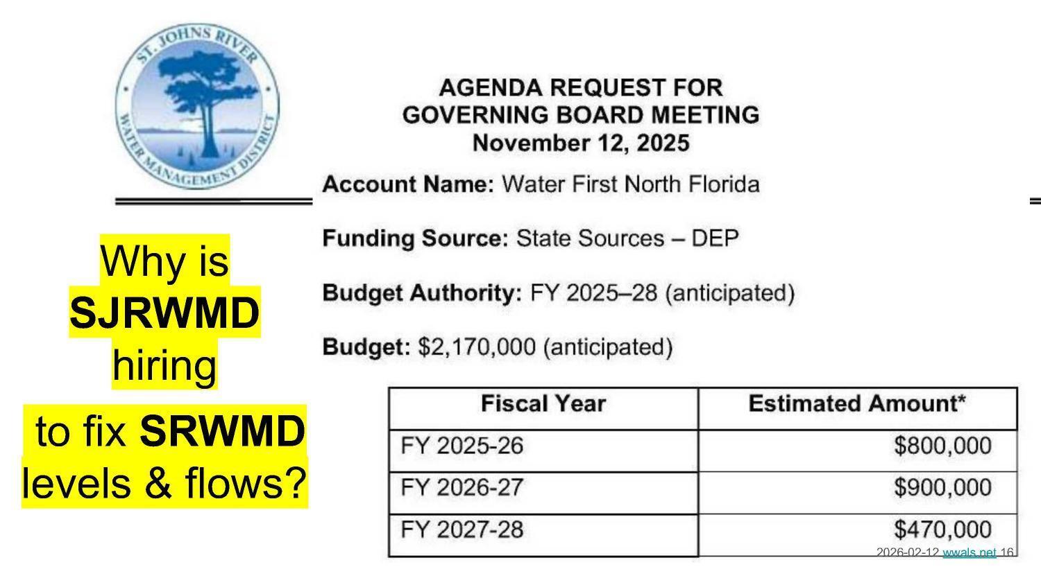 Why is SJRWMD hiring to fix SRWMD levels & flows?