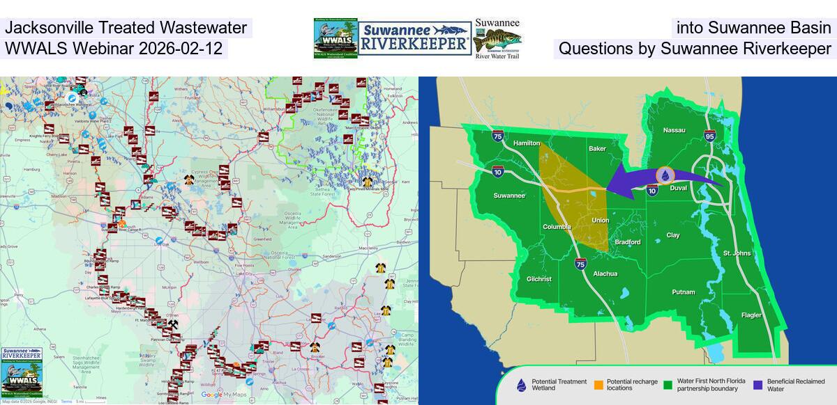 Jacksonville Treated Wastewater into Suwannee Basin, WWALS Webinar 2026-02-12, Questions by Suwannee Riverkeeper