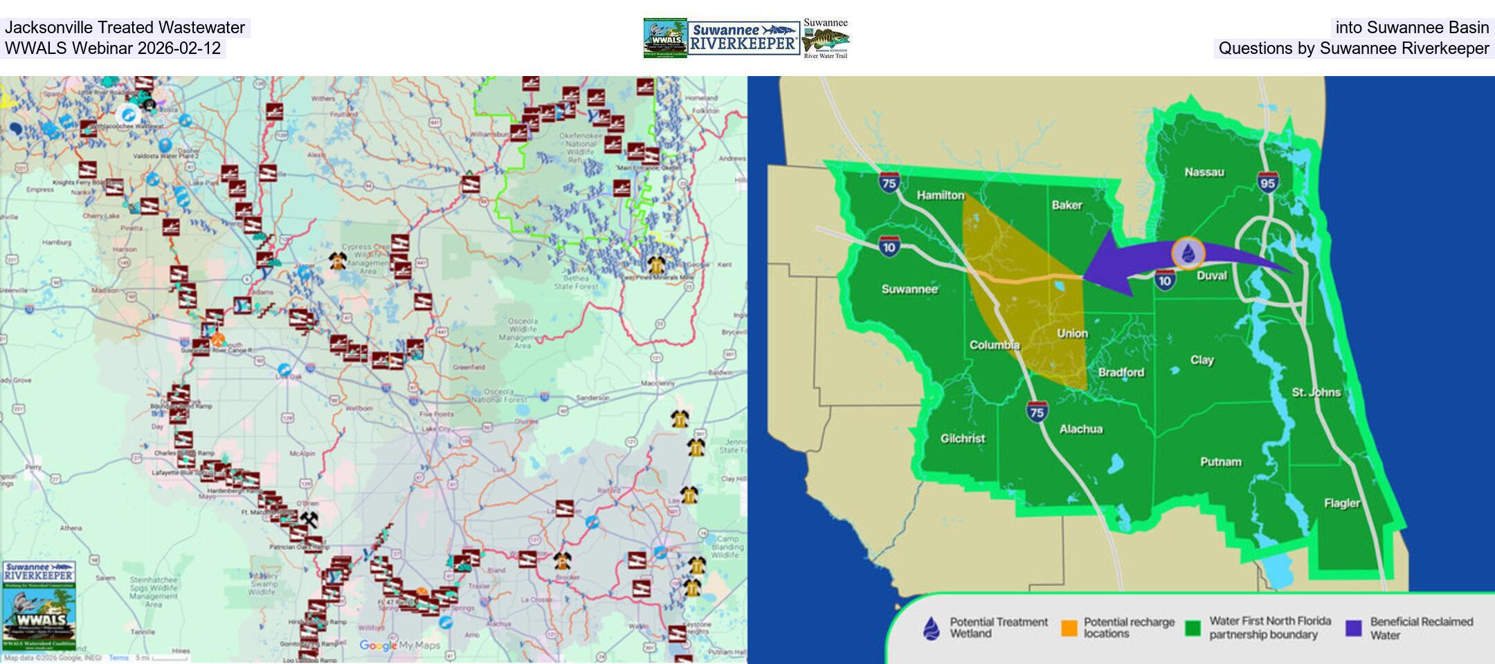 Jacksonville Treated Wastewater into Suwannee Basin, WWALS Webinar 2026-02-12, Questions by Suwannee Riverkeeper
