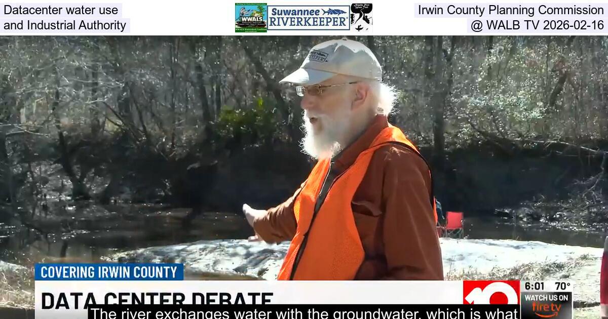 Datacenter water use, Irwin County Planning Commission, and Industrial Authority @ WALB TV 2026-02-16
