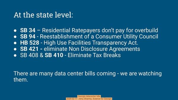 Georgia datacenter bills, 2026-02-17 --Amy Sharma, Science for Georgia