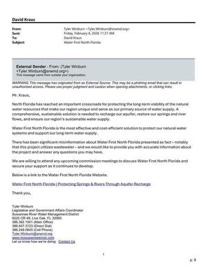 [From: Tyler Winburn Subject: Water First North Florida]