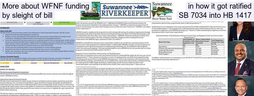More about WFNF funding in how it got ratified by sleight of bill, SB 7034 into HB 1417