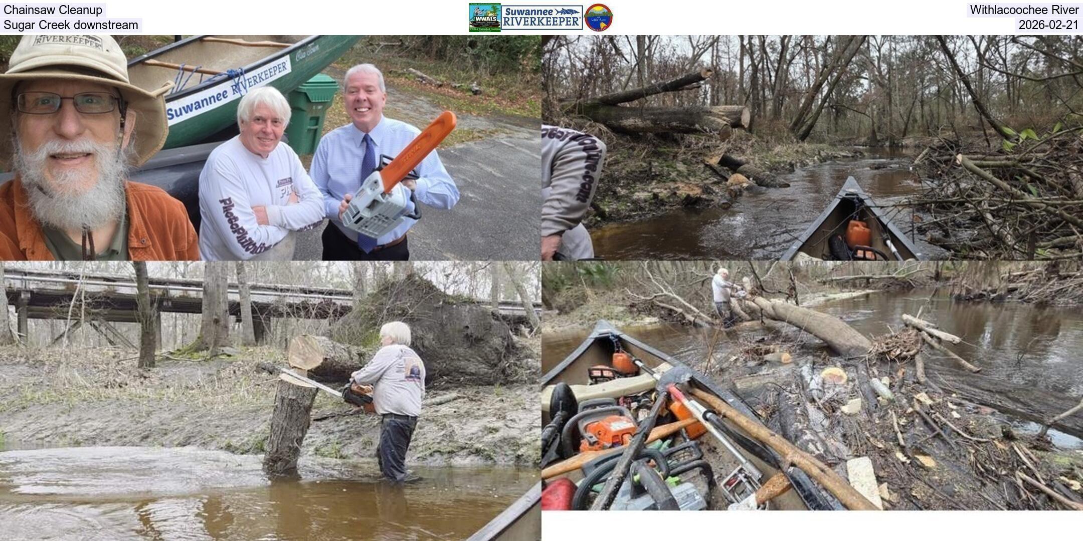 Chainsaw Cleanup, Withlacoochee River, Sugar Creek downstream, 2026-02-21