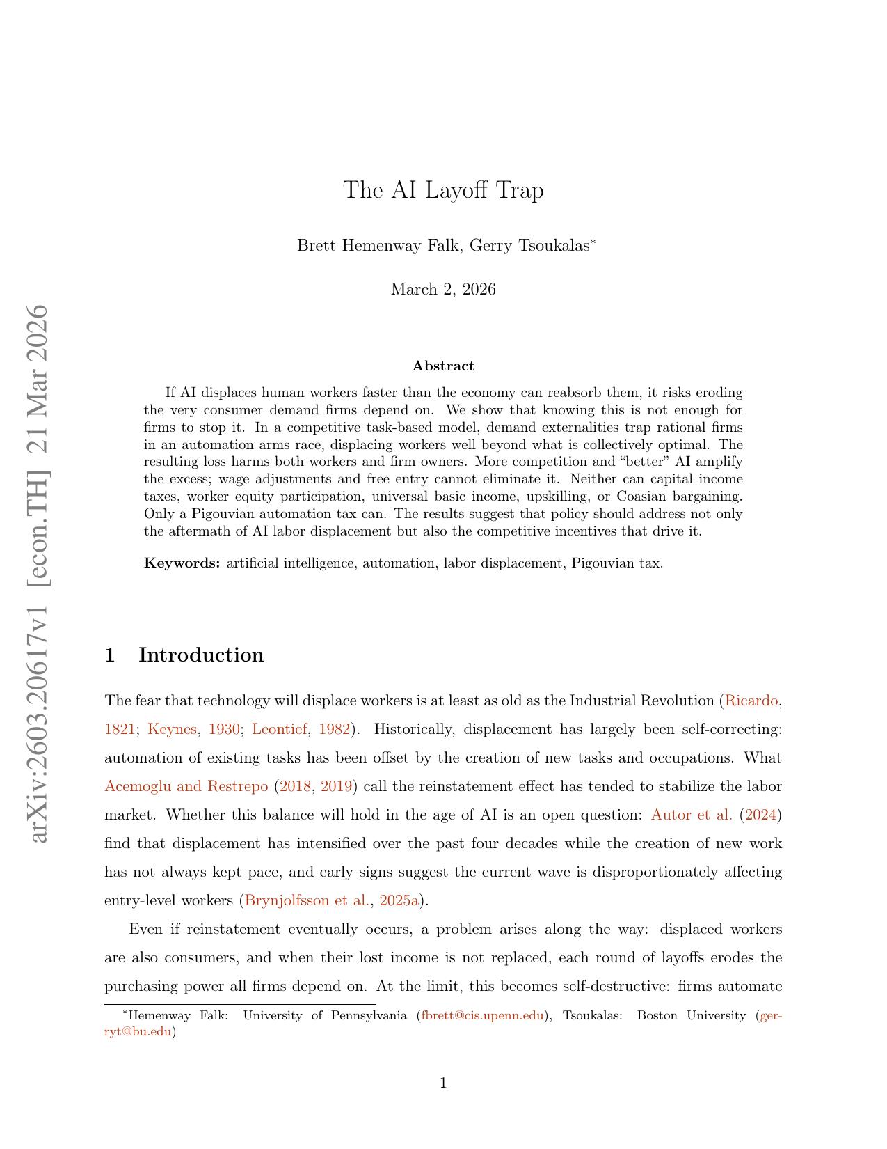 Abstract, 2026-03-02 --The AI Layoff Trap