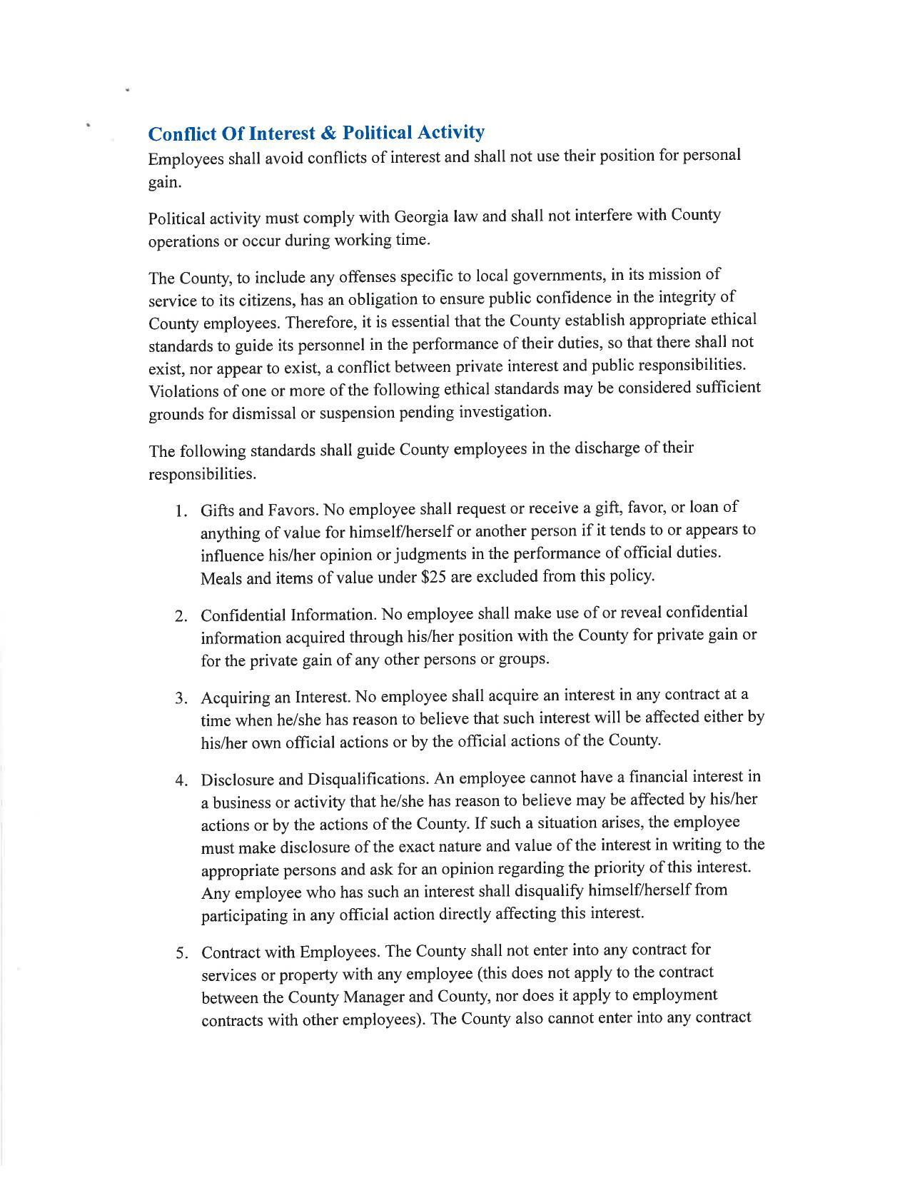 Conflict Of Interest & Political Activity