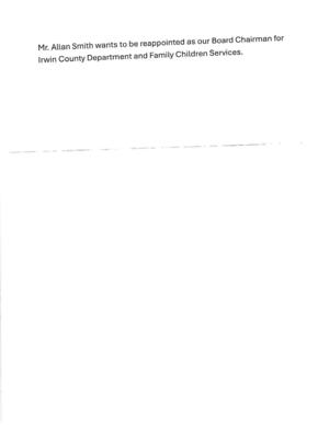[Allan Smith wants to be reappointed as Chair of Irwin County DFACS]