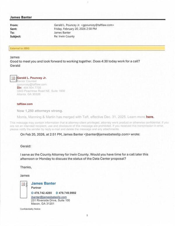 [[Introductions] James Banter, Irwin County Attorney, 2026-02-20 and --Gerald L. Pouncey Jr. for the applicant]