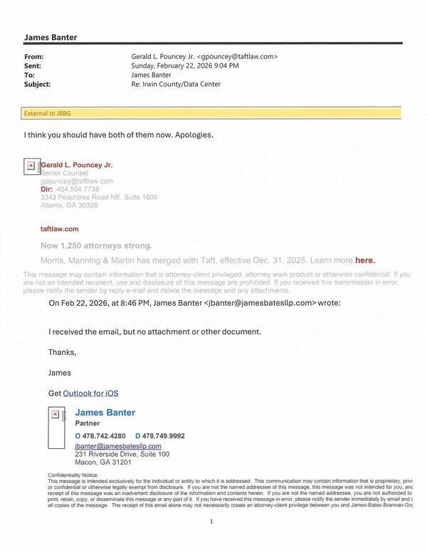 I think you should have both of them now. Apologies. 2026-02-22 9:04 PM --Gerald L. Pouncey Jr.