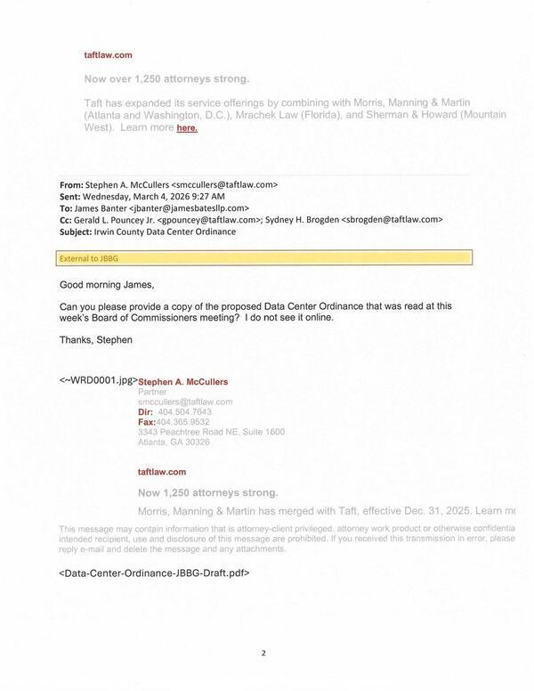 Can you please provide a copy of the proposed Data Center Ordinance that was read at this week's Board of Commissioners meeting?