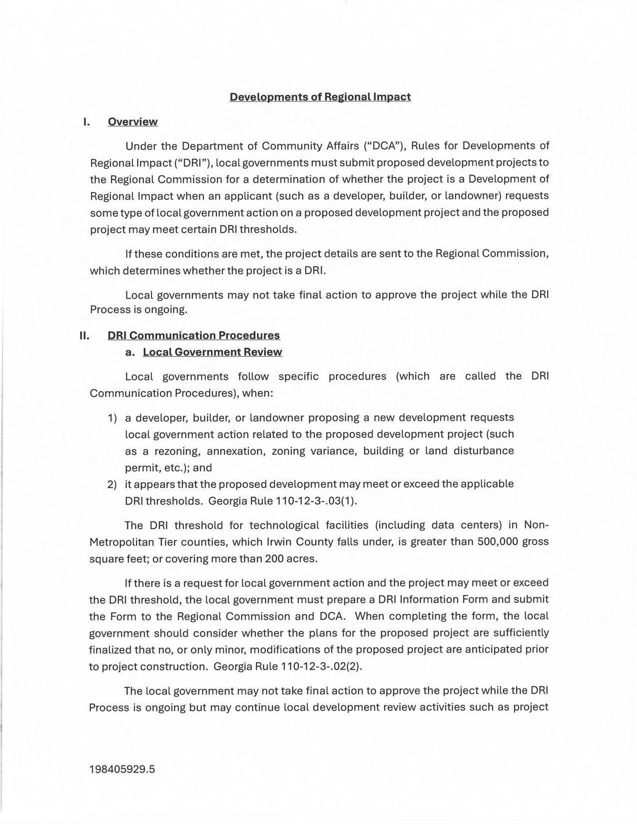 Developments of Regional Impact