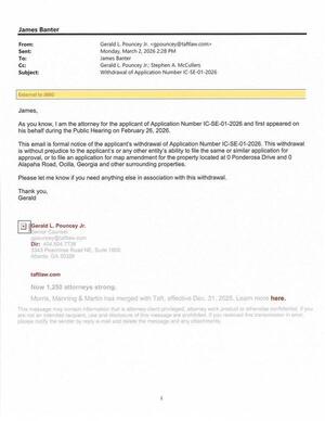 [Applicant withdrawal of Application Number IC-SE-01-2026. 2026-03-02 2:28 PM --Gerald L. Pouncey Jr.]