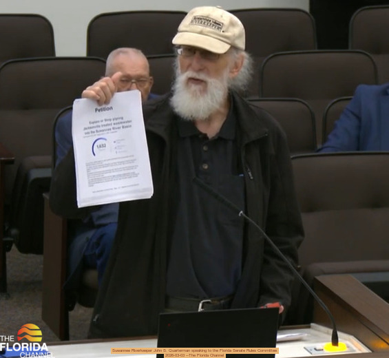 Suwannee Riverkeeper John S. Quarterman speaking to the Florida Senate Rules Committee, 2026-03-03 --The Florida Channel